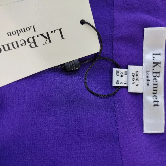 NWT LK Bennett UK12 Eur40 US8 Purple silk chiffon sleeveless Greca dress - Picture 8 of 8